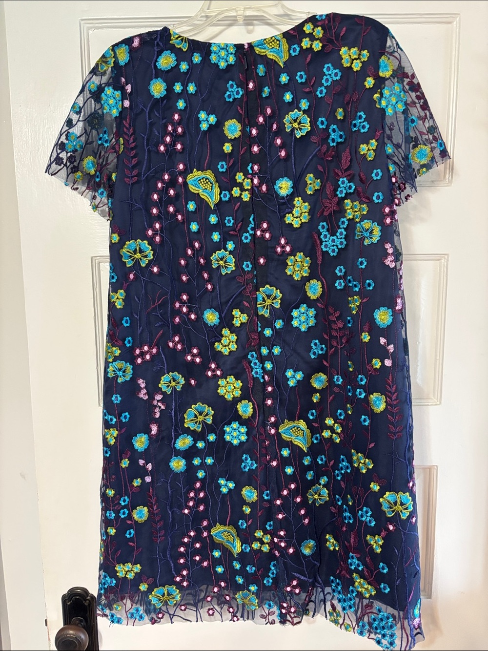 Tahari Navy Floral Embroidered Dress - Picture 4 of 4